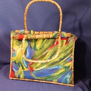 Jams World Tropical Print and Bamboo Purse